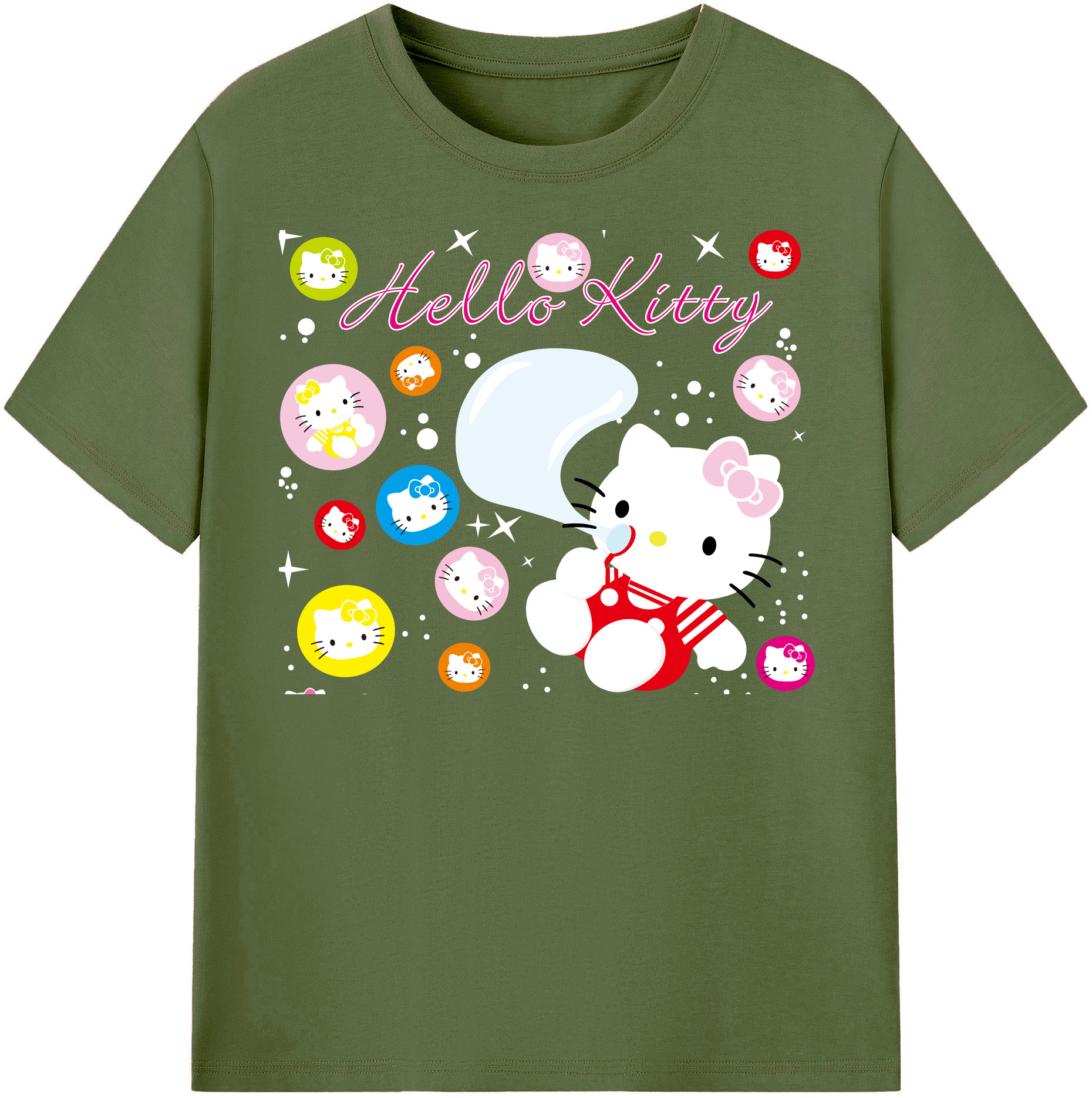 （画像用） Hello Kitty ハローキティ 綿100％半袖Tシャツ（フロントプリント）